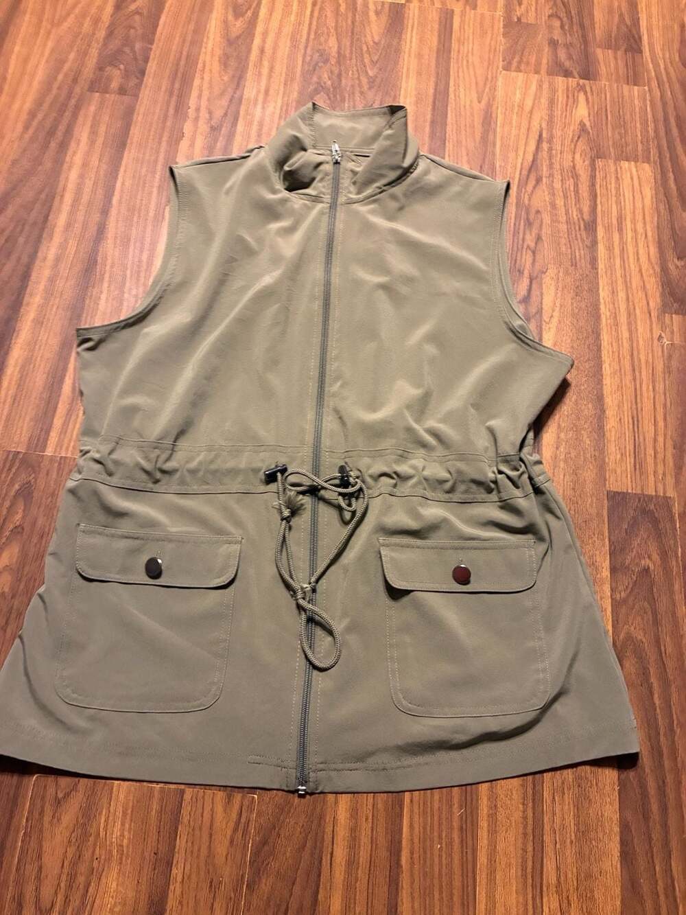 Riders by Lee On-The-Go Olive Green Utility Vest with Drawstring Waist